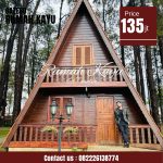 Rumah Segitiga Glamping Kayu Jati Minimalis