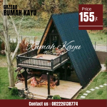 Rumah Segitiga Kayu Minimalis dengan Material Kayu Jati Pilihan