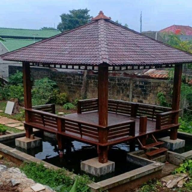 gazebo kayu jati Gazebo Kayu Minimalis Custom Sesuai Ukuran - Image 1