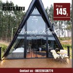 Rumah Segitiga Minimalis Modern Kayu Jati Ukuran 5x7 Meter