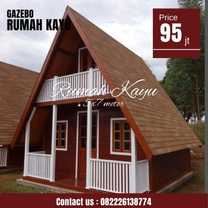 Rumah kayu Segitiga Kayu Jati Ukuran 4×6 Meter