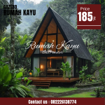 Rumah Segitiga Kayu Jati Minimalis Modern Wooden A-Frame House